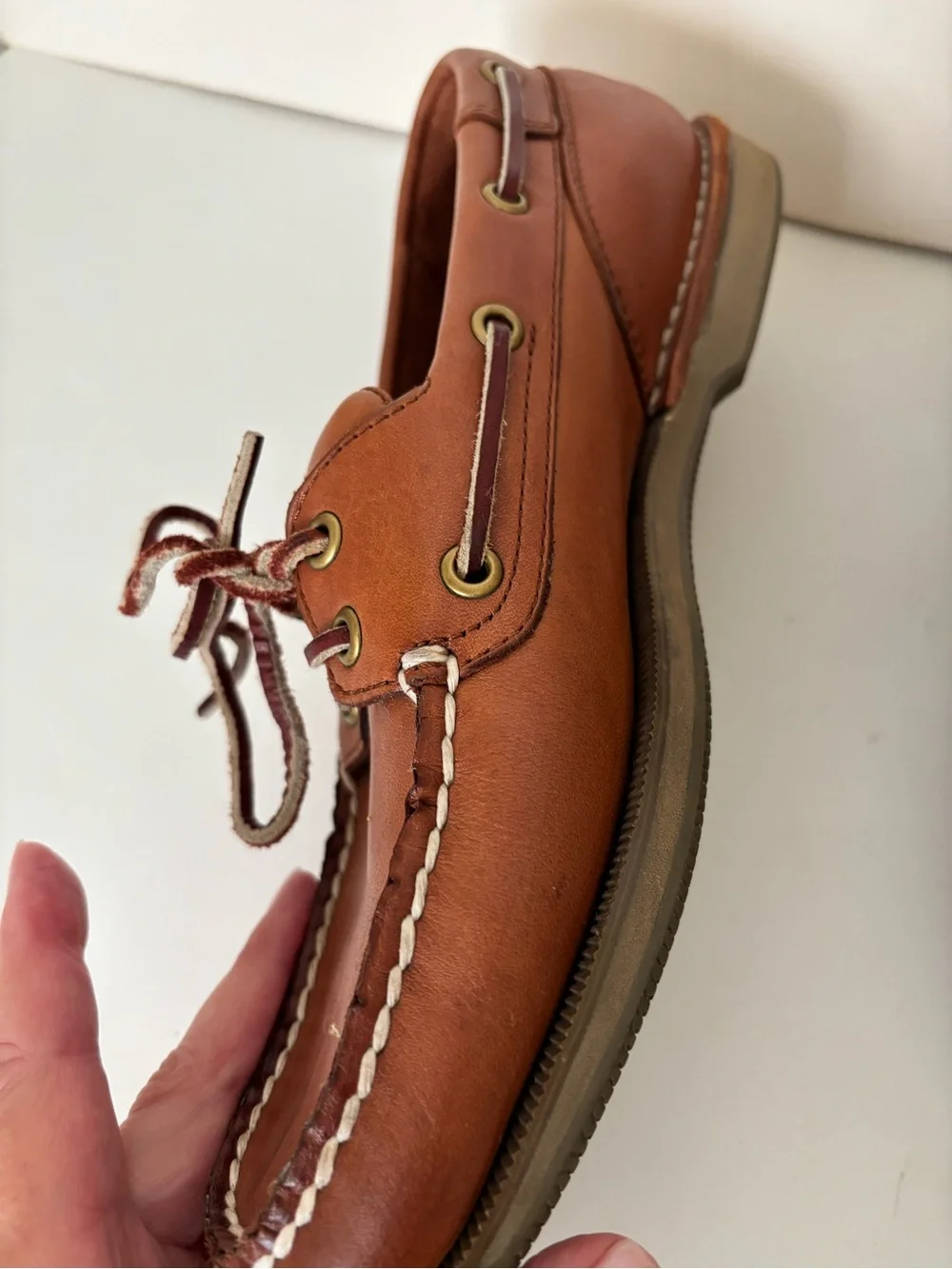 ROCKPORT Men’s Tan Leather Boat Shoes Size 8.5